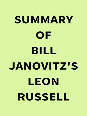 cover image of Summary of Bill Janovitz's Leon Russell